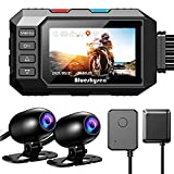 Blueskysea B2M Motorcycle Camera Dash Cam, Bike Recorder with 3 Inch Big Screen 1080p 30fps 140° Wide-Angle Front Rear Dual Camera Support WiFi WDR Loop Recording GPS Mode G-Sensor Voice Record