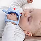 Smily Mia Penguin Buddy Never Drop Silicone Baby Teething Toy for 0-6month Infants, Baby Chew Toys for Sucking Needs, Hand Pacifier for Breast Feeding Babies, Car Seat Toy for New Born, -Light Blue