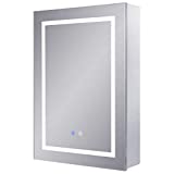 Chende Lighted Medicine Cabinet with Mirror, 28''H x 20''W Bathroom Mirror Cabinet with 3-Color Lights and Defogger, Surface Mount Storage Wall Cabinet with Interior Mirrors