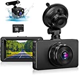 Dash Cam Front and Rear, Dash Camera for Cars 1080P Full HD Dual Dash Cam 3' IPS Screen in Car Camera Front and Rear Night Vision,170°Wide Angle Motion Detection Parking Monitor G-Sensor(with SD Card)