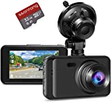 Dash Camera with SD Card Included, Dashcams for Cars Front Full HD 1080P Dash Cams 170°Wide Angle Dashboard Cameras for Trucks with Night Vision 3”IPS Screen Loop Recording G-Sensor Parking Monitor