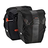 Ibera Bicycle Bag PakRak Clip-On Quick-Release All Weather Bike Panniers (Pair), Includes Rain Cover , Black