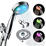 KAIREY Led Shower Head 7 Color Light Change Automatically Handheld Polished Chrome with 60 Inches Stainless Steel Hose and Adjustable Bracket