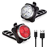 Vont 'Pyro' Bike Light Set, USB Rechargeable, Super Bright Bicycle Light, Bike Lights Front and Back, Bike Headlight, 2X Longer Battery Life, Waterproof, 4 Modes (2 Cables, 4 Straps) (1 Pack)