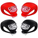 Malker Bicycle Light Front and Rear Silicone LED Bike Light Set - Bike Headlight and Taillight,Waterproof & Safety Road,Mountain Bike Lights,Batteries Included (2pcs Red & 2pcs Black)
