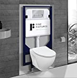 In-Wall toilet Combo Set - Toilet Bowl With Soft-Close Seat, Wall Hung Tank And Carrier System, Push Buttons Included