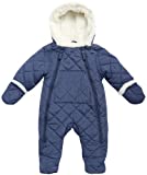 URBAN REPUBLIC Baby Boys’ Pram Snowsuit – Quilted Fleece Lined Bodysuit (Size: 0-9M), Size 6 Months, Navy Sherpa