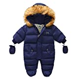 Xifamniy Baby Winter Snowsuit Coat Romper Outwear Hooded Footie Toddler