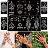 DIVAWOO 12 Sheet Henna Tattoo Stencils, Hand Temporary Tattoo Stickers, Indian Arabian Self Adhesive Tattoo Templates