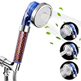 Luxsego 3 Settings Shower Head High Pressure Water Saving Showerhead with Filter Beads, Shower Heads with Handheld Spray, Ecowater Spa Showerheads with Hose and Bracket for Dry Hair & Skin