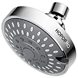 HOPOPRO High Pressure Shower Head 5 Settings Fixed Showerhead 4.1 Inch High Flow Bathroom Showerhead with Adjustable Brass Ball Joint for Luxury Shower Experience Even at Low Water Pressure