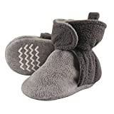 Hudson Baby Unisex Cozy Fleece Booties, Charcoal Heather Gray, 12-18 Months
