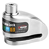 Oasser Motorcycle Disc Brake Lock 120dB Alarm Disc Lock, Stainless Steel Lock Large Capacity Battery Intelligent ON/Off Alarm Function for Motorcycle Bike Scooters(Gray)