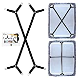 QoeCycth Bed Sheet Holder Straps, 2Pcs Adjustable Crisscross Fitted Sheet Band Straps Grippers Suspenders,Triangle Elastic Mattress Cover Holder Fasteners for All Bed Sheets, Mattress Covers