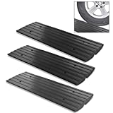 Pyle Car Driveway Adjustable Curb Ramps - 3 Pack Heavy Duty Rubber Threshold Ramp Kit Set -For Loading Dock, Garage, Sidewalk, Truck, Scooter, Bike, Motorcycle & Wheelchair Mobility- PCRBDR23