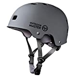 OutdoorMaster Skateboard Cycling Helmet - Two Removable Liners Ventilation Multi-Sport Scooter Roller Skate Inline Skating Rollerblading for Kids, Youth & Adults - L - Grey