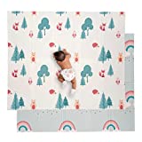 JumpOff Jo - Large Waterproof Foam Padded Play Mat for Infants, Babies, Toddlers, Play & Tummy Time, Foldable Activity Mat, 70 in. x 59 in. - Woodland Rainbow
