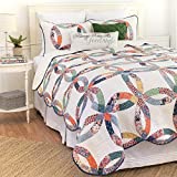 C&F Home Heritage Double Wedding Ring Luxury Vintage Patchwork Full/Queen Sham 3 Piece Machine Washable Reversible Quilt Set Full/Queen 3 Piece Set White