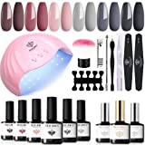Modelones Gel Nail Polish Kit With U V Light, 48W LED Dryer Lamp 6 Color Soak Off Nail Polish Set No Wipe Glossy & Matte Top Coat Base Coat Manicure Starter Tools With Everything For Beginners