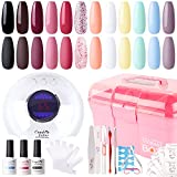 Gel Nail Polish Kit with 36W Lamp - Candy Lover 10ml Macaroon Colors with Base Top Coat Matte Top UV/LED Nail Gel Polish Set, Winter Spring Nail Art Accessories Free Storage Box Starter Gift