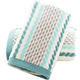 Pidada Hand Towels Set of 2 Striped Pattern 100% Cotton Super Soft Highly Absorbent Hand Towel for Bathroom 13.4 x 29.5 Inch (Green)