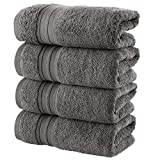 Hammam Linen Cool Grey Hand Towels 4-Pack - 16 x 30 Turkish Cotton Premium Quality Soft and Absorbent Small Towels for Bathroom