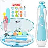 Baby Nail Trimmer, FANSIDI Electric Baby Nail File Safe Clippers with 10 Grinding Pads 8 Sandpapers LED Light, Trim Polish Grooming Kit for Newborn Infant Toddler or Adults Toes Fingernails Care, Blue