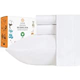 100% Organic Cotton Bed Sheet Set - Crisp and Cooling Percale Weave, Soft Breathable, Eco-Friendly, 4 Piece Bedding Set, Deep Pocket with All-Around Elastic, Sleep Mantra (Queen, Pure White)