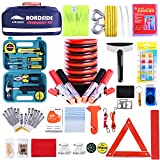LIANXIN Roadside Assistance Emergency Kit - Multipurpose Emergency Pack Car Premium Road Kit Jumper Cables Set (8.2 Foot) Automotive Roadside Assistance 142 Pieces car Safety kit,Tow Strap,Tool Kit