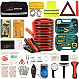 HLWDFLZ Car Roadside Emergency Kit,with13FT Jumper Cables,Winter Traveler Safety Emergency Kit with Blanket Shovel Triangle First Aid Kit for SUV RV