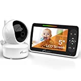 Baby Monitor - 5” Large Display Video Baby Monitor with Remote Pan-Tilt-Zoom |Infrared Night Vision, Temperature Display, Lullaby, Two Way Audio |960ft Range Baby Monitor with Camera and Audio