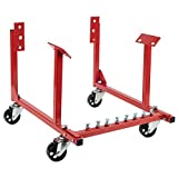 Rolling Engine Cradle Stand with Wheels, Fits Chevy V8 Small Block and Big Block, Steel Construction, Built in Hardware Storage, Easy Assembly