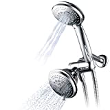 Hydroluxe 1433 Handheld Showerhead & Rain Shower Combo. High Pressure 24 Function 4' Face Dual 2 in 1 Shower Head System with Stainless Steel Hose, Patented 3-way Water Diverter in All-Chrome Finish