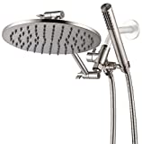 G-Promise All Metal Dual Shower Head Combo | 8' Rainfall Shower Head, Handheld Shower Wand | Smooth 3-way Diverter | with Adjustable Extender - An Upgrade of Shower Experience (Brushed Nickel)