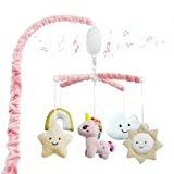 FEISIKE Baby Crib Mobile for Girls Boys Infant with 3 Modes Rotate Musical Box,Volume Control,Include 12 Lullabies,Pink,Nursery Toys for Newborn Ages 0 and Older