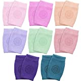 SATINIOR 8 Pairs Unisex Baby Crawling Anti-Slip Knee Pads Toddler Knee Protectors Learn to Crawl Socks Leg Warmers (Pink Purple Green Series), 4.7 x 3.5 inches (before stretching)