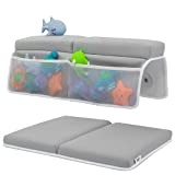 Baby Bath Kneeler and Elbow Rest Pad Set - Thickest Bathtub Kneeler Pad with Memory Foam and Bath Toys Organizer - Ideal Bath Kneeling Pad for Bathing Baby - Relieve your Knees and Elbows - Toodly
