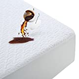 MERITLIFE Premium Cooling Queen Size Waterproof Mattress Protector Mattress Pad Cover Fitted Breathable Bamboo 3D Air Fabric Soft 8'-21' Deep Pocket Washable Vinyl-Free Noiseless (White, Queen)