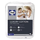 Sealy Luxury 100% Cotton Fitted Mattress Pad, King, White