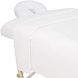 ForPro Premium Flannel 3-Piece Massage Sheet Set, White, for Massage Tables, Includes Massage Flat Sheet, Massage Fitted Sheet, and Massage Fitted Face Rest Cover
