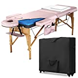Luxton Home Women’s Premium Memory Foam Massage Table with Custom Breast Holes and Custom Sheets - Rolling Carrying Travel Case - Easy Set Up - Foldable & Portable