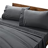 Bedsure King Size Sheets Set Grey - Soft 1800 King Bed Sheets, 4 Pieces Microfiber Sheets for King Size Bed