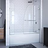 DreamLine Aqua Uno 56-60 in. W x 58 in. H Frameless Hinged Tub Door with Extender Panel in Chrome, SHDR-3534586-EX-01