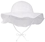SimpliKids UPF 50+ UV Sun Protection Wide Brim Baby Sun Hat,White2, 0-12 Months