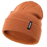 FURTALK Toddler Knitted Winter Hat Boys Girls Acrylic Beanie Hat Baby Kids Cuffed Winter Hats,Dark Orange