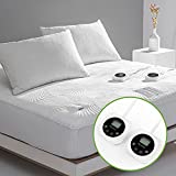 King Size Electric Zoned Heated Mattress Pad Cover Dual Control,Heating Blanket with Timer,Adjustable 1-12 Hours Auto Shut Off, 10 Heat Settings