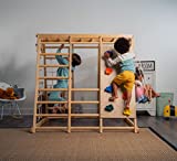 Avenlur Indoor Playground Jungle Gym Kids, Toddlers Wooden Climber Playset 6-in-1 Slide, Rock Climb Wall, Rope Wall Climbing, Monkey Bars, Swing, Activity Center for Children (Large)
