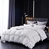 Johalaide Goose Feathers Down Comforter Luxurious King Size Duvet Insert, Breathable 100% Cotton Cover, Lightweight Warmth Duvet,106x90Inches