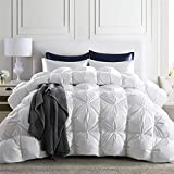 puredown Goose Down Comforter King Size 800 Fill Power, 100% Cotton Winter Down Duvet Insert 700 Thread Count, Heavyweight Cloud Fluffy Pinch Pleat Extra Warmth
