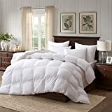 Ousidan White Goose Down Comforter King Size Warm Duvet Insert Soft Egyptian Cotton Cover with 8 Corner Tabs Fluffy Comforter106x90Inches